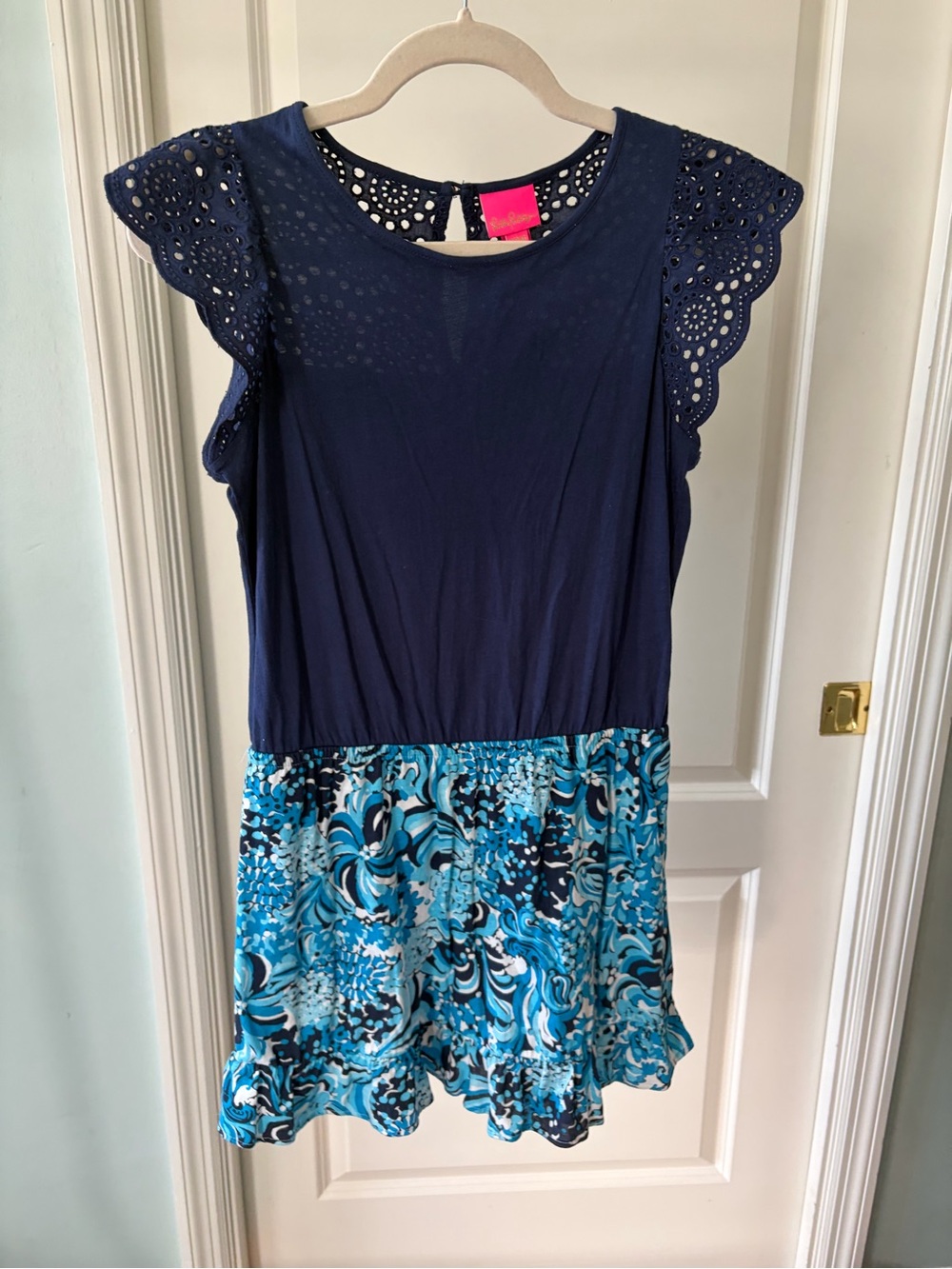 NWT Lilly Pulitzer Navy and Turquoise Blue Girls One-Piece Romper